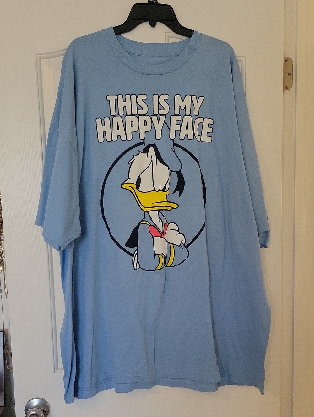 Disney Light Blue Donald Duck "This Is My Happy Face" Short Sleeve Tee
